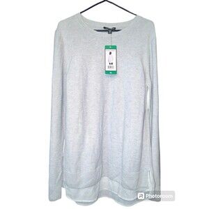 Hilary Radley Long Sleeve Thermal Shirt Layered Look At The Bottom. Lt. Grey XL